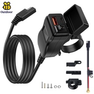 Motorcycle USB Charger Waterproof SAE to USB Motorcycle Charger Double USB Type C PD and Quick Charg