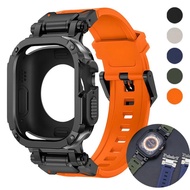 TPU Case+Sport Strap for IWatch Ultra 2 49mm Series 45mm Titanium Color Silicone Band for IWatch 9 8 SE 7 6 5 44mm Bracelet