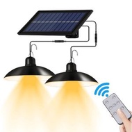 太陽能天花燈,吊燈,吸頂燈家用室內燈（太陽能板必須要安裝室外）【吊燈雙頭遙控（暖光）】#H099033632