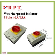 Weatherproof Isolator Switch 3Pole 40A/63A IP65