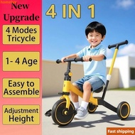 HOMELYX Baby Tricycle, 4 in 1 Mode Sturdy Kids Bicycle, Upgraded Detachable with Push Handle Multifu