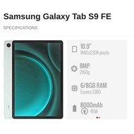Used Samsung Galaxy Tab S9 FE WIFI(10.9") || 8GB+128GB/256GB || SAMSUNG MALAYSIA SET