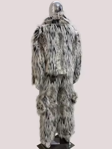 Lautaro Autumn Winter Short Colorful Multicolored Thick Warm Hairy Faux Fox Fur Coat Men Luxury Desi