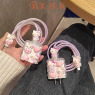 Glowingbubbles Hello Kitty Kuromi Charger Data Cable Case Protector And Winding Kit For Apple 18W 20