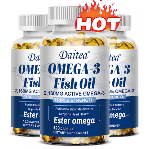 Omega-3 Fish Oil Supplement, Support Brain, Heart Health, Focus, Protect Cardiovascular System, Prom