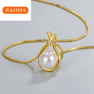 Emas 916 original gold lucky bag pearl light luxury niche necklace for women