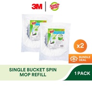 3M Scotch Brite Compact Single Bucket Microfiber Spin Mop Refill, 1/Pack, Cleans, Kitchen, Home Office, Convenient