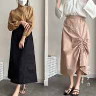 ☜(ﾟヮﾟ☜) PORONAKA - REN Skirt Rok Panjang Serut Linen A-Line (👍)