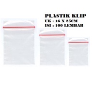 KANTONG PLASTIK KLIP KP UKURAN 16x25 / 16 X 25 CM BENING 100 LEMBAR