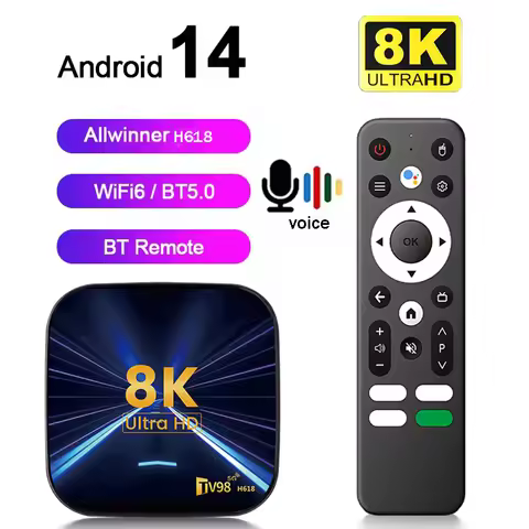 TV98 H618 Android 14 TV Box BT5.0 HD 8K 4K Set Top Box 4GB 64GB Allwinner H618 Quad Core 4G 5G Dual 
