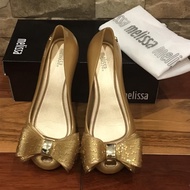 Melissa Sweet Bow XVI Gold Jelly Shoes Sepatu Flats Pesta Emas Dewasa
