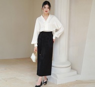 【人絲提花】新中式復古中國風 燈籠袖上衣/半裙