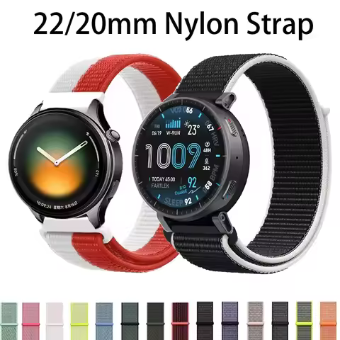22/20mm Nylon Strap for Xiaomi Watch 5 Flag Style Fashion Bracelet for OPPO Watch S/X Oneplus Watch 
