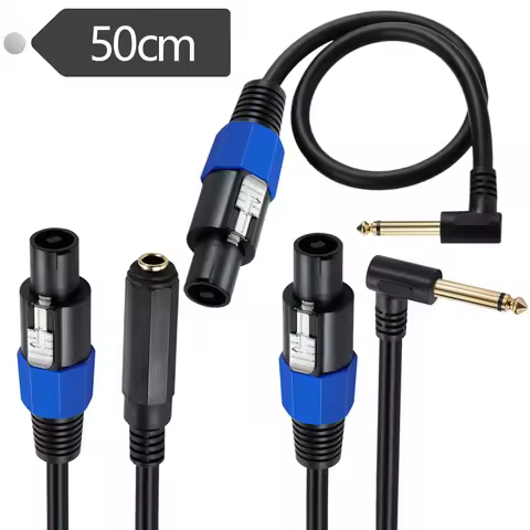 1/4 TS Female to Speakon Speaker Cable Speakon to 6.35 mm Mono Jack Adapter 6.5mm Male Right Angled 