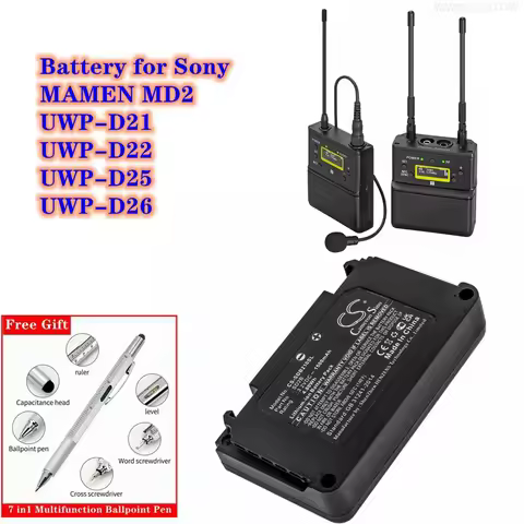 Microphone Battery 3.2V/1500mAh SD2B for Sony MAMEN MD2,UWP-D21,UWP-D22,UWP-D25,UWP-D26
