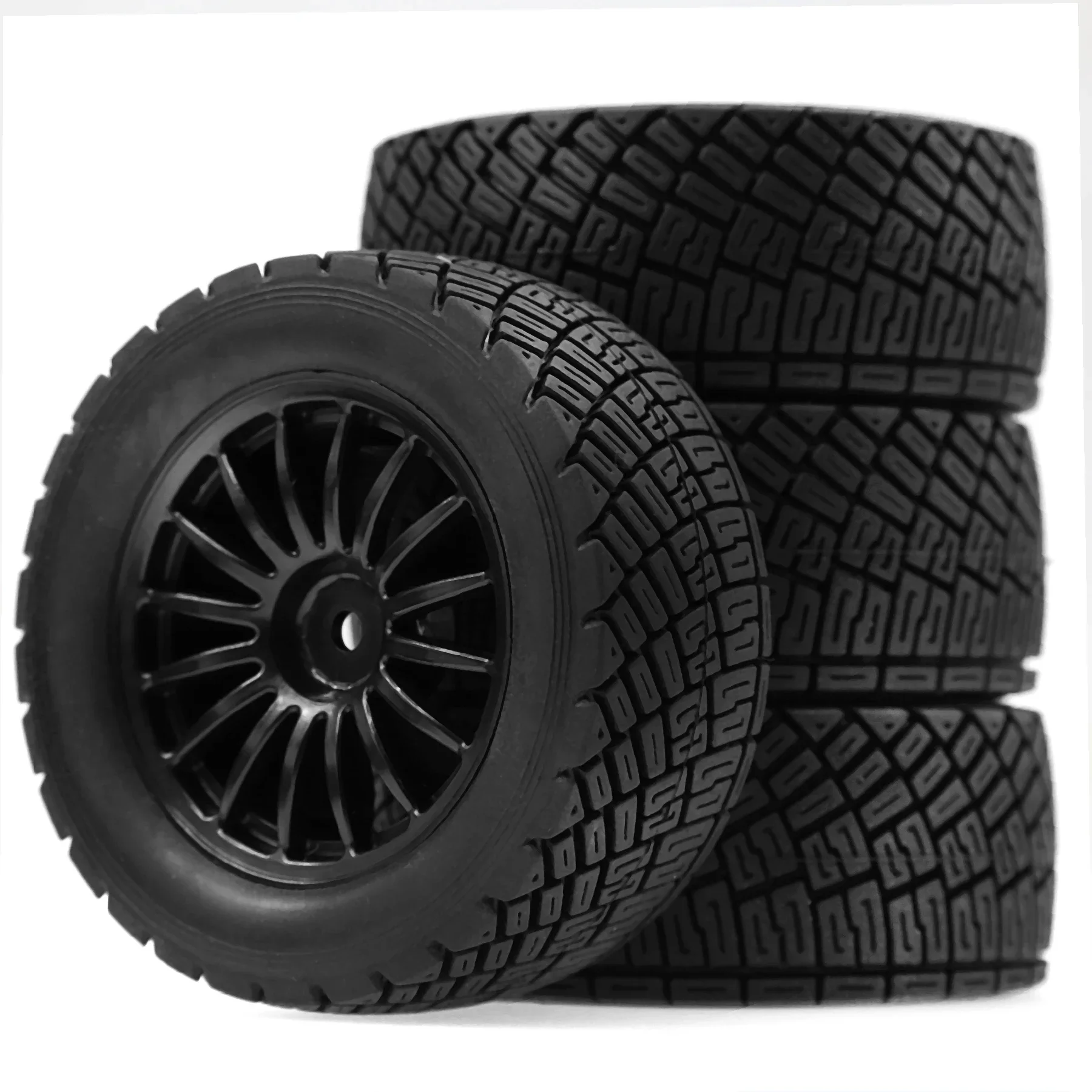 4PCS 80mm Rally Tire & Wheel Set for 1/10 HPI WR8 Flux HSP 94177 High Grip Rubber Tires RC Upgrade