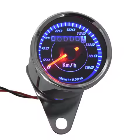 New Universal Motorcycle Speedometer Meter Double Color LED Light Odometer speed meter gauge Miles F