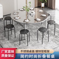 Stainless Steel Dining Table Foldable round Table Dining Room Stall Outdoor Camping Table Small Square Table round Table Dining Table