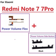 ใหม่สำหรับปุ่มพาวเวอร์ข้าง Xiaomi Redmi Note 7 7 Pro + ชุดปุ่มปรับระดับเสียง + สวิตช์ปิดเสียงสายเคเบิลงอได้ระดับเสียงปุ่มเปิดปิดปุ่มควบคุมการเปลี่ยนอะไหล่