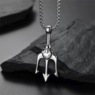 2023 Titanium Steel Aquaman Trident Pendant Necklace Trendy Male Domineering Hip Hop Simple Pendant 
