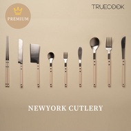 [Truecook] Luxurious Newyork Cutlery Set 9pcsㅣDinner Spoon, Dinner Chopsticks, Dinner Fork, Dinner Knife, Dessert Spoon, Dessert Fork, Butter Knife, Cheese Knife, Bread knife