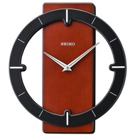 Seiko Open Face Black Dial Ring Wooden Wall Clock QXA774