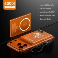 พาวเวอร์แบงก์แม่เหล็ก 6000 / 12000mAh ชาร์จมีสาย PD 20W / ชาร์จไร้สาย 15W MagSafe PowerBank รองรับ i