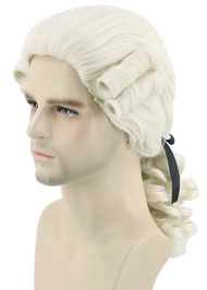 Mens Wig for Colonial Historical Judge Costumes Wig Beige Halloween Cosplay Wigs