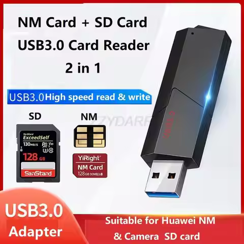 New USB3.0 NM Card Reader 2 in 1 Nano Memory Card& SD Card Reader Portable USB Flash Memory Card Ada