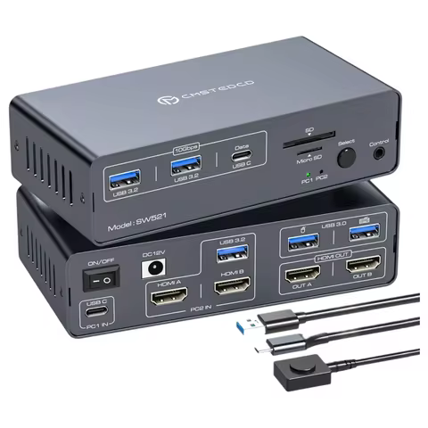 HDMI KVM Switch Docking Station 4K@60Hz USB C Switch 2 Monitors 2 PCs HDMI Dual Monitor KVM Switch f