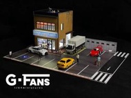 新品gfans 164 店鋪建築場景模型專用汽車停車場景燈光擺件