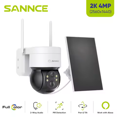 SANNCE 4MP 2K Solar Powered Cmmeras Support two-way audio 2.4G WIFI connect H.264+ Cameras IP65 Dust