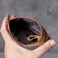 Korea Ready Stock bag duit lelaki wallet lelaki hadiah untuk lelaki dompet Dompet Duit Syiling Kecil Beg Kad Mini Kulit Lapisan Pertama Lelaki dan Wanita Buatan Tangan Retro Sangat Nipis Beg Kunci Lesen Memandu Kulit COD