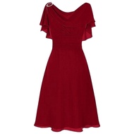 Limea Plus Size Dress For Women Formal Wedding Dress For Ninang Sale Women Formal Wedding Bridesmaid High-Waist Party Ball Prom Gowntail Dress Chiffon Gray