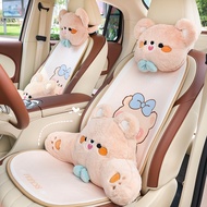 Car Seat Cover Cute Cartoon Car Seat Cushion, Plush Printed Bear Car Decorative Seat Cushion, Winter Warm Car Seat Cushion