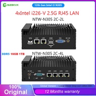 12th Gen Intel i3 N305 Fanless Industrial Mini PC Soft Router 4x i226-V 2.5G DDR5 2*COM Firewall Com