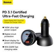 Baseus 140W Car Phone Charger PD3.1 QC3.0 Quick Charge For iPhone Macbook Pro Laptop