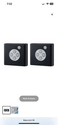 IKEA OLEBY Light 衣櫃感應燈, 黑色, 2 件裝 (原價: $69.9)