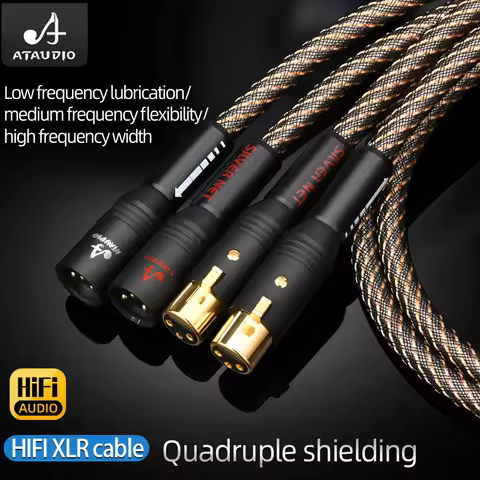 HiFi XLR Audio Cable High Purity OFC Plated Silver with Quad Shielding Noise-free 2XLR Male Cable fo