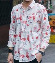 NEW Kemeja Printing Motif Hawai Pria Lengan Panjang Slimfit Pria Terbaru Baju Kemeja Pria 2024 - RF