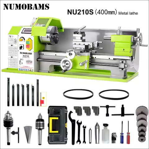 NUMOBAMS NU210x400S 900W Brushless Motor 6MM Spindle+ Quenched Guide Way MT5 Spindle Metal Lathe Mac