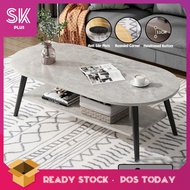 SKPLUS 2 Layer Wooden Coffee Table Rounded Corner Home Living Room Small Tea Side Table - Fulfilled 