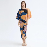 New Printed Round Neck Loose Womens Pleated A-line Dress