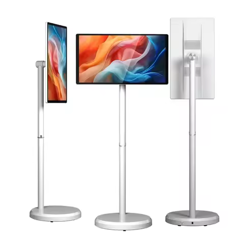22 inch Movable TV 2K Camera Inbuilt Android 15 Floor Stand Tablet 8-core 4G+64G Rotatable Screen Ai