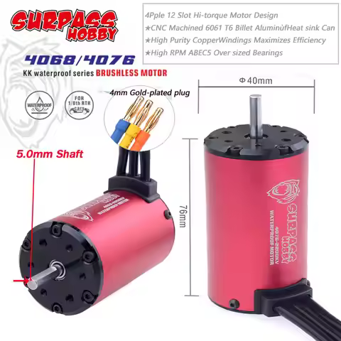 Surpass Hobby KK 4068/4076 Waterproof Brushless Motor 1700/2000/2250KV 5.0mm Shaft for RC 1/8 Drift 