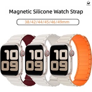 Magnetic Silicone watch band compatible with Aple Watch for Lightweight sport strap  Utra 2 SE Serie