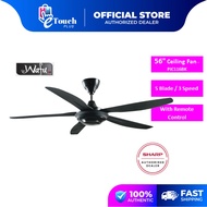 Sharp 3 Speed Ceiling Fan 5 Blade With Remote Control (56") PJC116BK Kipas