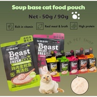 Beast Meat｛90g｝ Fresh Nature Pet Snacks soup base Pouch Cat Food Makanan Kucing Basah