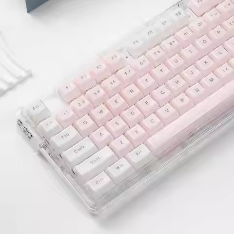 White Pink Jelly Pudding Crystal Transparent MDA Profile Keycap Acrylic Cute 136 key cap Gamer Mecha