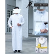 KEMEJA THOBE ARYAN 815 - FS | Al Raz Premium White Robe, Latest Aryan Model | Men's White Robe with 